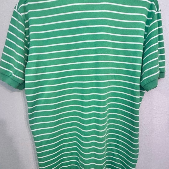 Polo by Ralph Lauren Green and White Striped Polo Shirt Medium 100% cotton - Picture 9 of 9